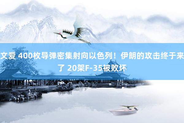 文爱 400枚导弹密集射向以色列！伊朗的攻击终于来了 20架F-35被败坏