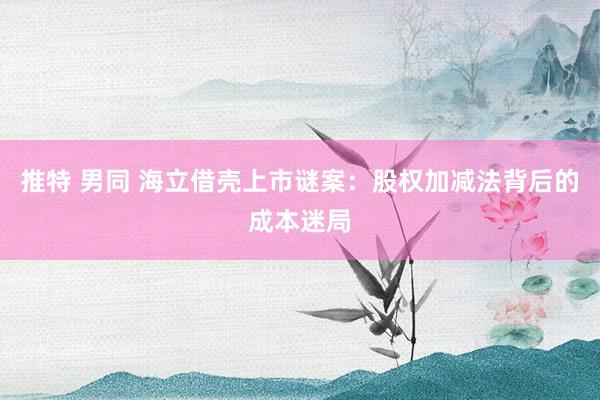 推特 男同 海立借壳上市谜案：股权加减法背后的成本迷局