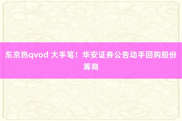东京热qvod 大手笔！华安证券公告动手回购股份筹商