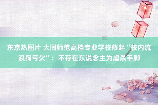 东京热图片 大同师范高档专业学校修起“校内流浪狗亏欠”：不存在东说念主为虐杀手脚
