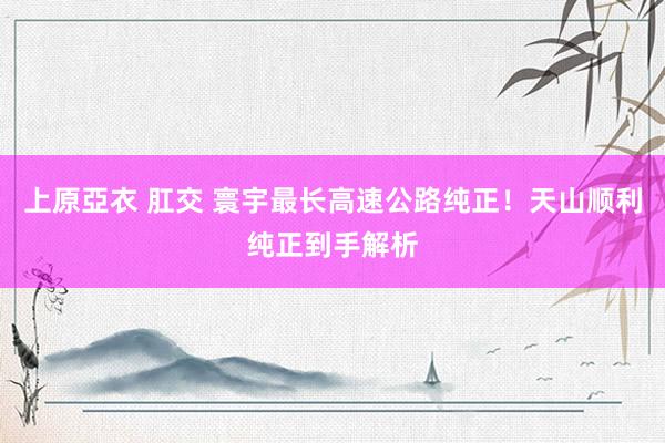 上原亞衣 肛交 寰宇最长高速公路纯正！天山顺利纯正到手解析