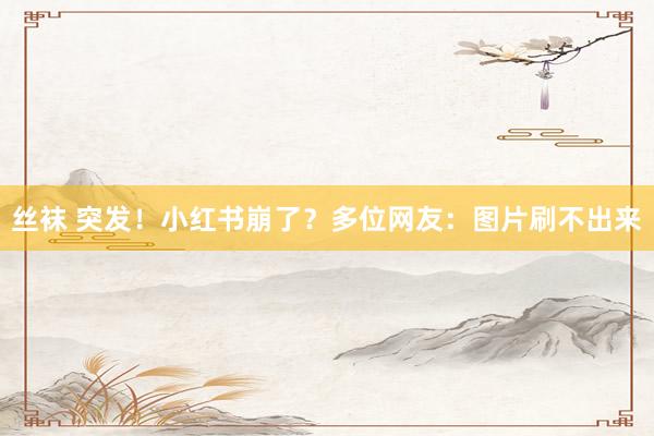 丝袜 突发！小红书崩了？多位网友：图片刷不出来