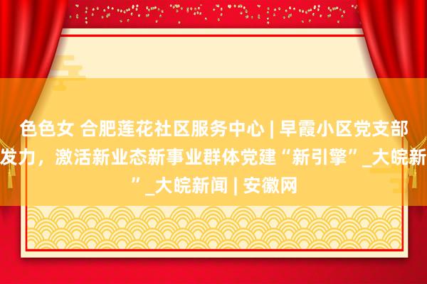色色女 合肥莲花社区服务中心 | 早霞小区党支部：向“新”发力，激活新业态新事业群体党建“新引擎”_大皖新闻 | 安徽网
