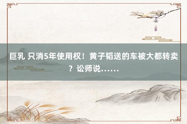 巨乳 只消5年使用权！黄子韬送的车被大都转卖？讼师说……