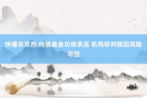 快播东京热 纯债基金功绩承压 机构研判赎回风险可控