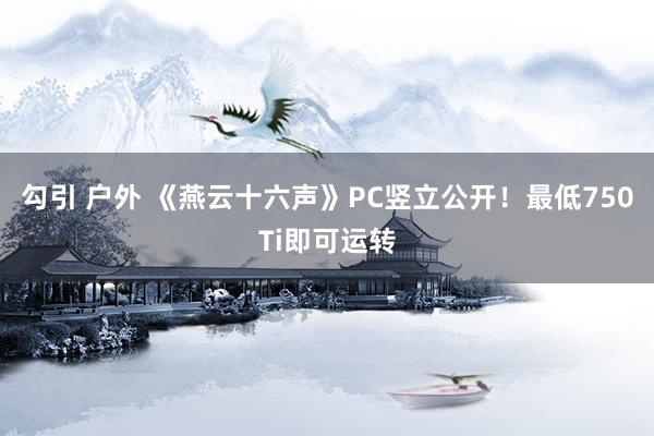 勾引 户外 《燕云十六声》PC竖立公开！最低750Ti即可运转