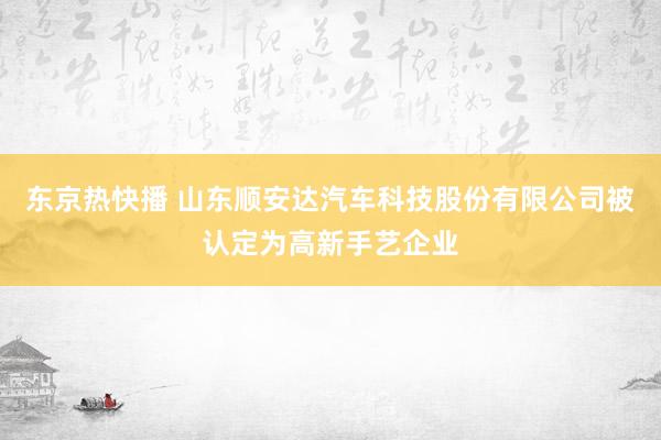 东京热快播 山东顺安达汽车科技股份有限公司被认定为高新手艺企业