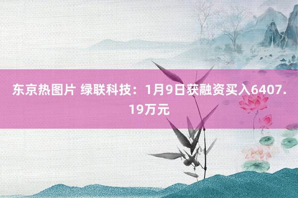 东京热图片 绿联科技：1月9日获融资买入6407.19万元