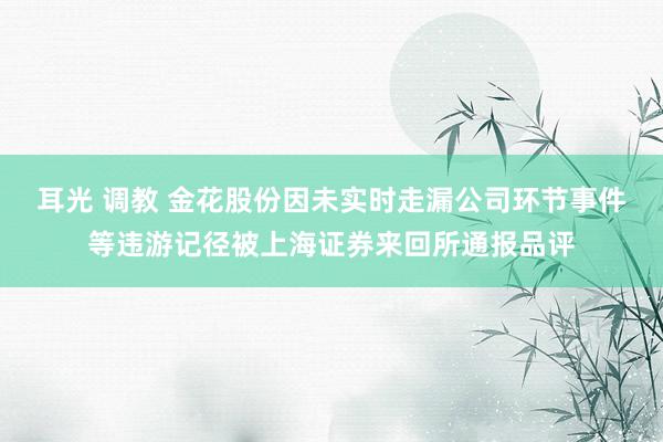 耳光 调教 金花股份因未实时走漏公司环节事件等违游记径被上海证券来回所通报品评