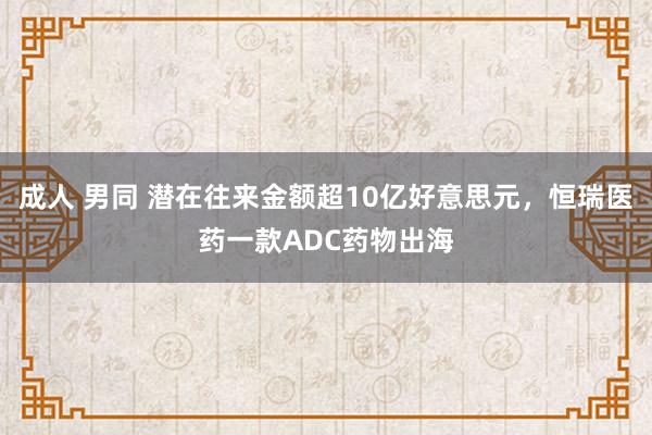 成人 男同 潜在往来金额超10亿好意思元，恒瑞医药一款ADC药物出海
