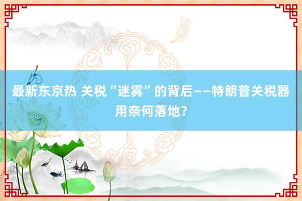 最新东京热 关税“迷雾”的背后——特朗普关税器用奈何落地？