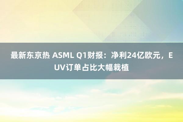 最新东京热 ASML Q1财报：净利24亿欧元，EUV订单占比大幅栽植
